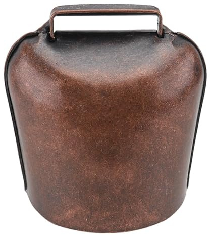 Dicke Eisen Kuh und Schafglocke mit Klaren Klängen, 1 Stück Packung | Rustikale Windspiel Optik, Kaffee Farbe, für Weiden, Wanderungen, Tiererkennung und Halsband