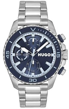 Hugo Montre Analogique Multifunction à Quartz pour Homme Collection DIVE - Disponible avec Bracelet en Acier Inoxydable ou Silicone