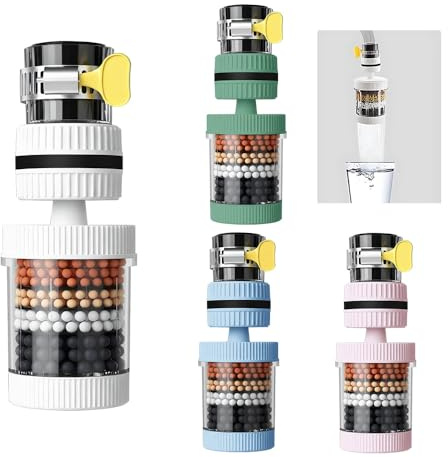 FEIHS 4 Pcs Faucet Tap Water Filter,Suitable for the kitchen | PP+ABS+PVC,six-stage filtration,sturdy and durable,splash-proof,360° free rotation,purifies tap water and well water