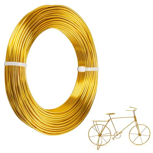 Aluminum Craft Wires, 2mm x 30M/98.4 ft Jewellery Wires, Bendable Florist Wire, Bonsai Wire for Wreath Making Jewelry Making Sculpting Modelling DIY Arts and Crafts (2mm 100 Feet,Gold)