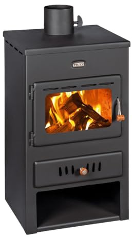 Prity K1 W8 - Estufa de leña con albornoz de agua, 8 kW, caldera de calefacción central, certificado CE, estufa de leña independiente