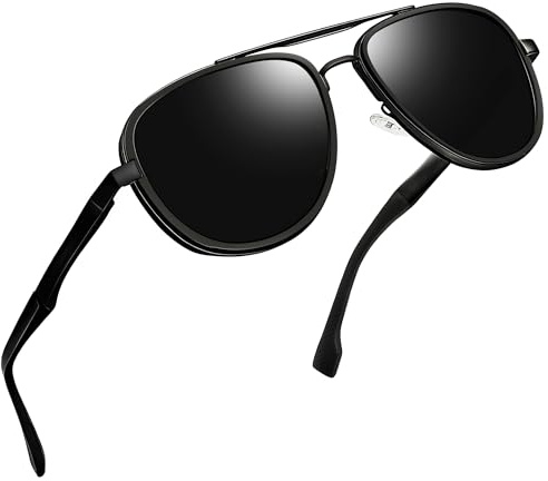 Joopin Klassische Sonnenbrille Herren Polarisiert 80er und 90er UV400 | Metallrahmen, Flex-Scharnier, Retro Tropfenförmiges Design, Modisch, Unisex, Alltag, Fahren, Reisen, Einkaufen, Picknick