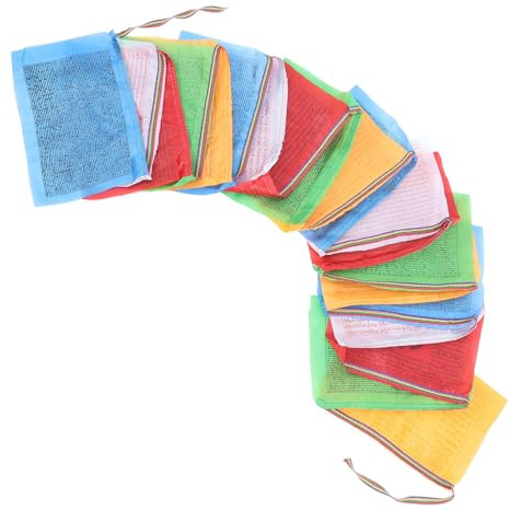 OFFIGAM Tibetan Prayer Flags String 20pcs Colorful Silk Fabric Banner for Outdoor and Indoor Use, Traditional Tibetan Art Decoration for Homes and Gardens, Versatile Worship Flags