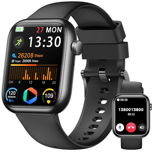 Smartwatch Uomo Donna, 1.83'' Orologio Smartwatch con Chiamata Bluetooth,Pressione Sanguigna/Cardiofrequenzimetro/Sonno,Contapassi,120+ Modalità Sportive, Impermeabile IP68 Smart Watch per Android&iOS