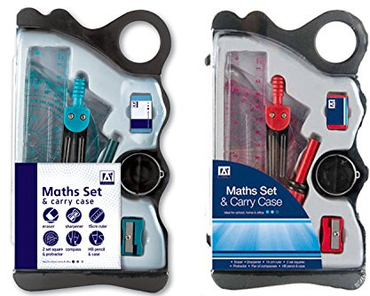 MATHS SET & CARRY CASE BACK TO SCHOOL - 1 PACK (Assorted)