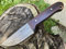 Perkin Cuchillo de caza Damasco cuchillo bushcraft con cuchillo y afilador de cuchillos