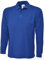 Plain Long Sleeve Polo Shirt Casual Leisure Work Wear Round Neck UC113 - blue - L