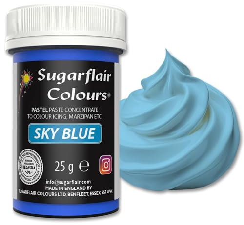 Sugarflair Food Colouring Paste Sky Blue, Pastel Highly Concentrated Food Colouring for Buttercream, Sugar Paste, Royal Icing, Cake Decorations and More! Vibrant Colour Food Dye! - 25g