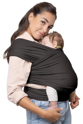 Boba Baby Tragetuch Neugeborene - Elastisches Babytragetuch und Stilltuch für Unterwegs - Einfach zu binden - Babytrage Neugeborene ab Geburt bis 16kg (Organic Dark Grey)