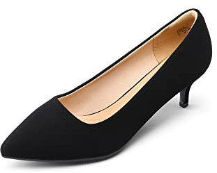 DREAM PAIRS Women's Kitten Heels Pointed Toe Dress Court Shoes Moda,Size 6.5,Black/Suede,Moda