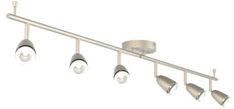 National Lighting Led Celing Lights Rotatable, 6 Way Ceiling Spolights, Satin Silver Finish, for Living Room, Kitchen, Bedroom, GU10 Led Compatible
