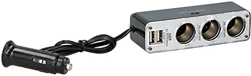Dunlop Dreifachsteckdose - Multi-Funktion Power Auto Adapter mit 3-Fach KFZ Zigarettenanzünder Verteiler Splitter für GPS und Mehr - 12-24 V - Schwarz