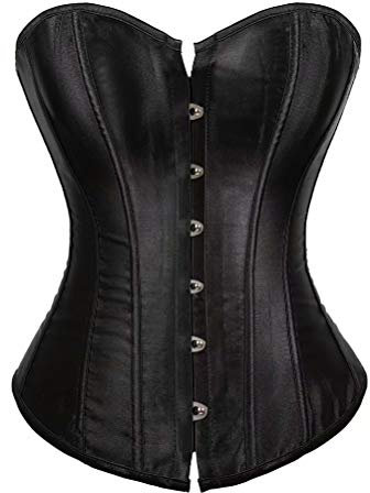 Josamogre Black Corset Top Bustier Overbust Women Lace Up Boned Bodyshaper Sexy Plus Size S