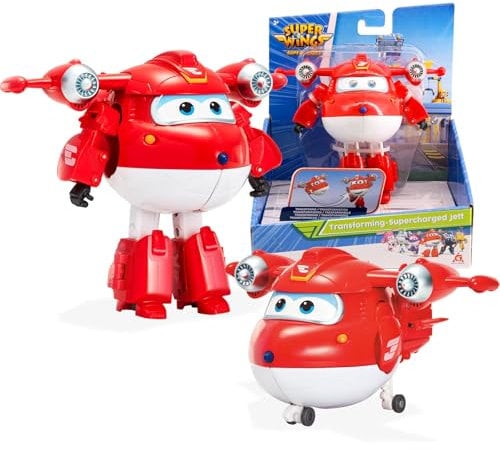 Auldey EU740283 Super Wings Transformer Figur JETT Supercharge 12 cm, bunt