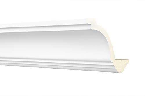 Stuckleiste AE003 | indirekte LED Beleuchtung | Zierprofil | für teils abgehängte Deckensysteme | vorgrundierte Oberfläche | weiß | stabil | PU | 128 x 104 mm | 2 Meter
