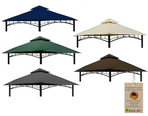freigarten.de Ersatzdach für Pavillon 334 cm x 334 cm Sand Antik Pavillon Wasserdicht Material: Panama PCV Soft 370g/m² extra stark Modell 10 (Braun)