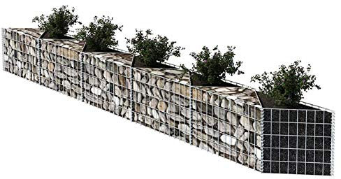 BIGTO Gabion Paniers triangulaires en Acier galvanisé Grillage Rigide Gabion pour Jardin Argenté, 300 x 30 x 50 cm.