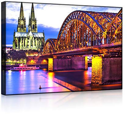 lightbox multicolor | Beleuchtete Wandbilder | Wunderbare Hohenzollernbrücke bei Nacht | 100x70 cm | Front Lighted