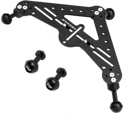 FEICHAO CNC Tray Diving DSLR Camera Triangular Gimbal Rig Mount Compatible for GoPro Underwater Light Bracket Quick Release Stable Tripod Base (Upgraded Version with Ball Head)
