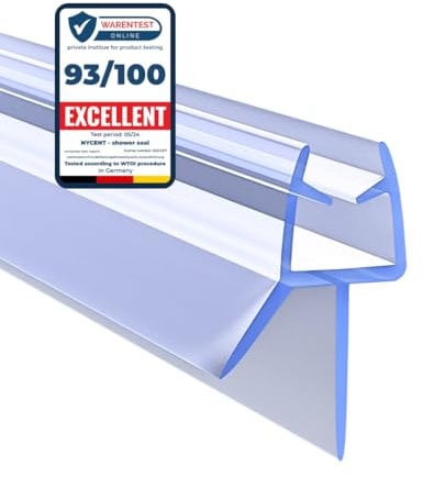 NYCENT Shower Door Seal Strip for 4-6mm Glass - Covers up to 20mm Gap - Perfect Transparent Shower Screen Seal Replacement with 90cm Adjustable Length (Straight)