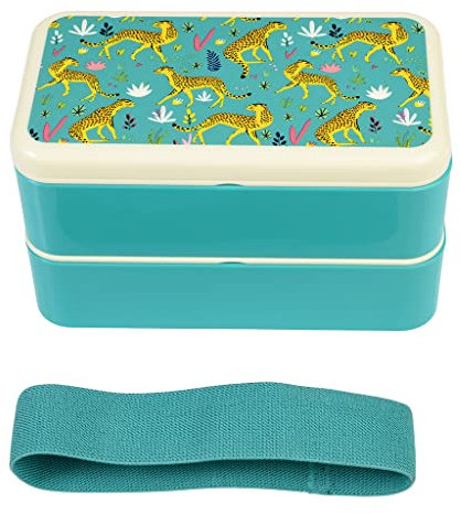 Rex London - Cheetah Lunchtrommel, Casual, Animal Print, Klein bis mittelgroß, Zusammenklappbar, Rund, Drehverschluss, Handwäsche, 1 Count, Box, Lunchbox