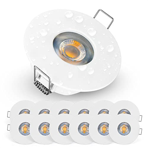 EMOS Exclusive Focos LED Interior Techo 5W, 370lm | Ojos de Buey LED para Techo luz blanca cálida 3000k | Juego de 12 focos empotrables LED para baño IP44 ultraplanos redondo en color blanco