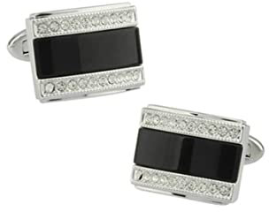 Aotiwe Metallica Manschettenknöpfe, Manschettenknöpfe Nerd Rechteckiger Zirkonia Weiß Schwarz Schwarz Kupfer
