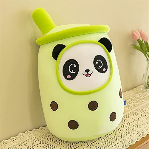 SWECOMZE Panda Bubble Tea Stofftier Plüschtier, Plüschkissen Tier Teetasse Kissen süße Weiche Kuscheltier Plüsch Spielzeug (grün,23cm)