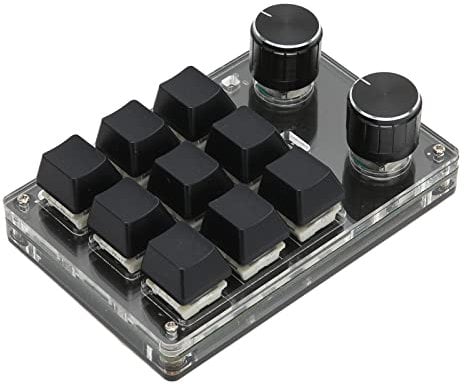 Topiky 9 Keys Programmable Keypad with 2 Knob, Small Macro Pad Usb Wireless Dual Mode Macro Keypad Diy Gaming Keyboard, One Handed Keyboard for Industrial Control