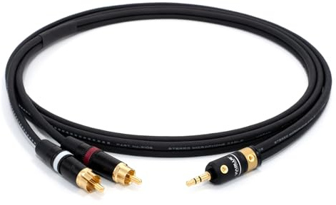 enoaudio Mogami 3106 Mikrofonkabel Stereo, HiFi Y-Audiokabel | VIABLUE 24k Gold T6S Klinkenstecker 3,5mm Stereo - Neutrik REAN Gold Cinch RCA, 10 m