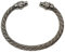 Vikings Wikinger Armreif Wolf Köpfe Metall Farbe Antik Silber mit Schmuckbeutel