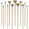 JEUIHAU 12 Pack Fan Brush Set, Bristles Fan Paint Brushes, Hog Bristle Stiff Fan Brush Set, Fan Artist Paint Brush with Long Wooden Handle for Acrylic Watercolor Oil Painting