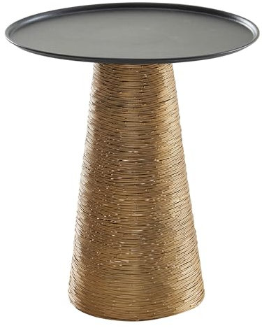 FineBuy Beistelltisch Gold Schwarz 40x40x45 cm Anstelltisch Aluminium, Kleiner Sofatisch Metall Rund, Wohnzimmertisch Couch Modern, Couchtisch Hoch