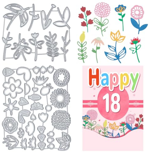 INFUNLY 38pcs Blumen Metallstanzen Schichten Blumen Blatt Stanzschablone 3D DIY Blume Prägeschablone Für Kartenherstellung DIY Scrapbooking Buchanhänger Dekorativ