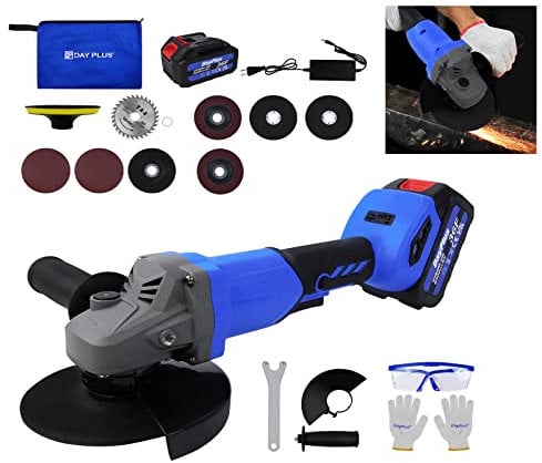 Cordless Angle Grinder with 6.0Ah Battery Brushless Angle Grinder 115mm Grinding Disc and Auxiliary Handle10000RPM Battery Grinder for Grinding Cutting Polishing