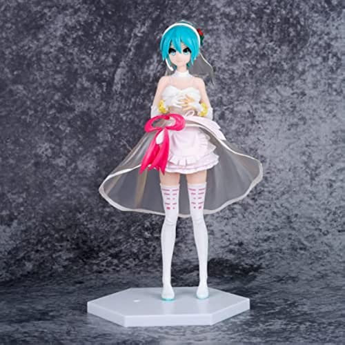 ENFILY Kleid Hatsune Hochzeitskleid Hatsune Miku Puppe Miku Hatsune weißes Hochzeitskleid Anime Actionfigur Charakter Sammlerstück Modell Statue Spielzeug PVC Figuren Desktop Ornamente 24,5 cm