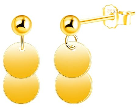 CONILOK Metallisch Runder Kuchen Ohrringe Silber 925 Stecker Ohrstecker Ohrhänger Gold Damen Schmuck Ohrring Kleine Geschenke für Frauen Mädchen Freundin Mutter Geburtstag Weihnachtstag Valentinstag