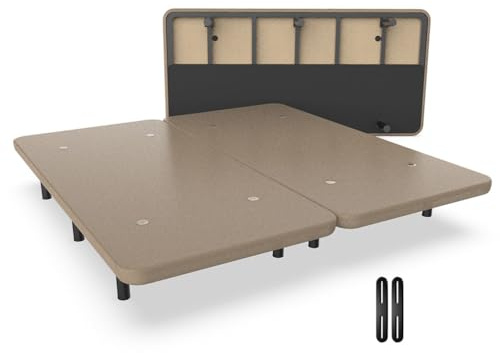 Nalui - Gepolsterter Boden, 180 x 200 cm, verstärkt mit 12 Beinen hoch 25 cm und 5 Querstreben, 3D-Polsterung und 8 Belüftungsventile, Beige (2 Sockel von 90 cm mit