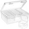 Hniuyun 16 Pack Small Bead Organizer Box, Premium Craft Organizers and Storage Containers, Portable Clear Plastic Box with Hinged Lids for Storage of Beading Crafts Screws Small Parts