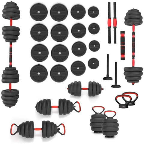 6IN1 Weight Set HMS SGN140 (Barbell Dumbbell und Kettlebell) 40 kg