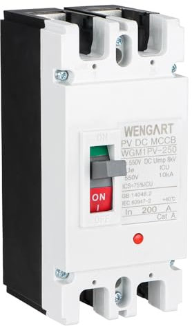 Wengart Disjoncteur MCCB WGM1PV-250, MAX 500V DC200A Disjoncteur solaire DC 2P, Améliorer la sécurité des systèmes photovoltaïques