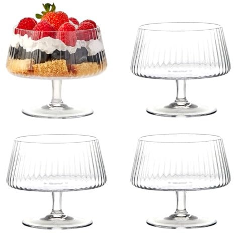 Anton Studio Designs Empire 11 cm Handmade Individual Trifle Bowl Perfect for Desserts, Salads, and Parfaits - Clear - Set of 4 Elegant Serving Dishes