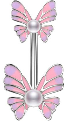 LuLiyLdJ Argent Piercing Nombril, Papillon Percing au Nombril, Faux Percing au Nombril, Percing Nombril pour Femmes Filles