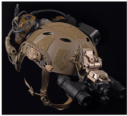 Taktischer Helm Set, SF Fast Helm Mit Schutzbrille Und Visier Set Mit Taktischem Headset Und Teleskop-Modell Für Paintball Wargame Military Set