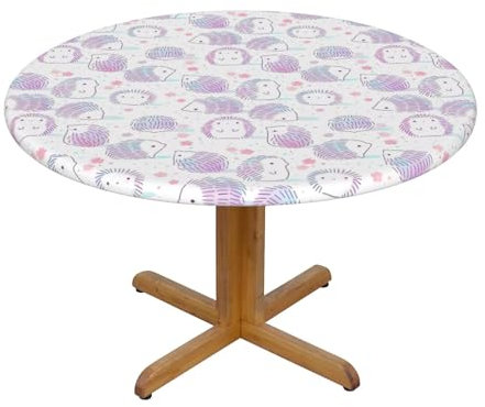 Amrole Runde Tischdecke, M, Picknick-Tischdecke, rosa Igel, hochwertig, dekorativ, runde Tischdecke