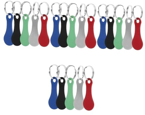 SHINEOFI 20pcs Stainless Trolley Coin Holder Keyring Portable Key Chain for Shopping Cart Tokens Lightweight Hanging Key Ring Tokens