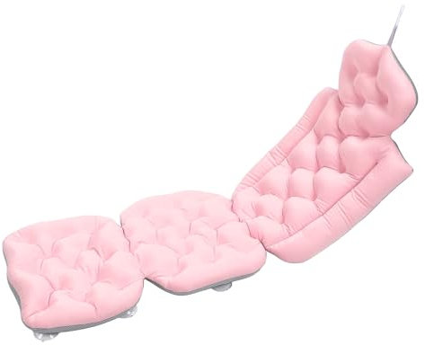 Almohada de Lujo para Bañera, Almohada de Baño de Cuerpo Completo para Bañera con Ventosas Antideslizantes, Bolsa de Lavandería de Malla, Soporte para Cabeza, Cuello, Hombros y