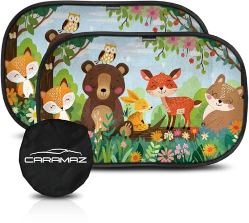 Parasol Coche con protección UV certificada Óptima Oscuridad - Autoadhesivo, para Proteger del Sol a bebés y Mascotas, 2 parasoles para bebé de 51x31 cm, Diseño Madera