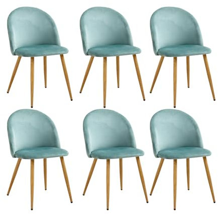JZGORC Lot de 8 Chaise de Salle à Manger, Chaise de Salle à Manger en Velours Doux, Chaise de Cuisine avec Pieds en Métal, Chaise de Salle à Manger Moderne avec Coussin de Protection Réglable - Vert