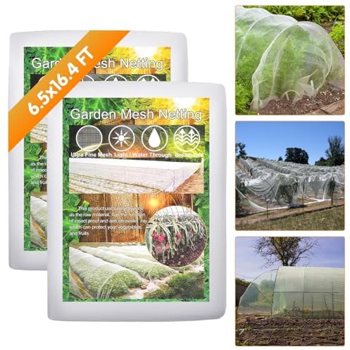 Fippy 2PCS 2X5M Garden Mesh Netting Pest Barrier for Plants, Insect Netting Garden Bug Mesh for Blueberry Bushes, Vegetables Fruits Trees Protection